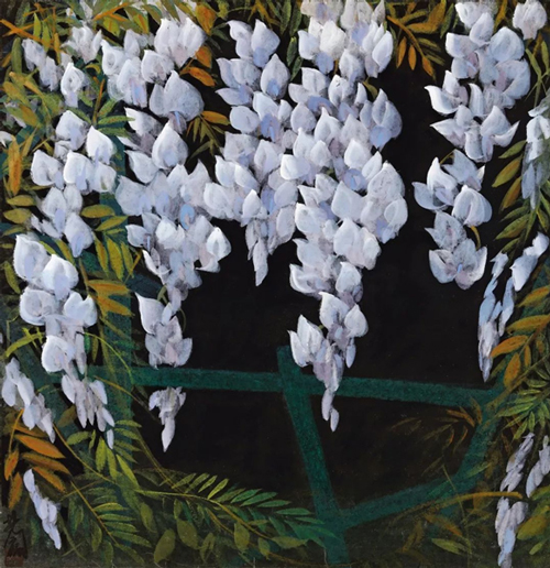 林风眠《紫藤 1960年 纸本 彩墨 68×66cm