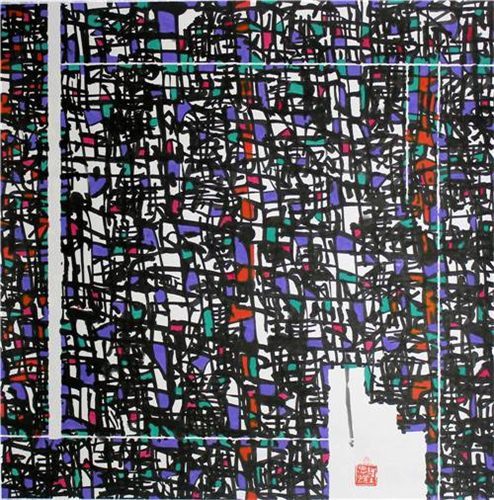 《存在·有线的世界之一》68×68cm 2018年