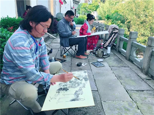 西安美术学院王保安教授在武义“俞源“风景区写生创作