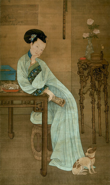 清 冷枚 《春闺倦读图 》 天津博物馆藏