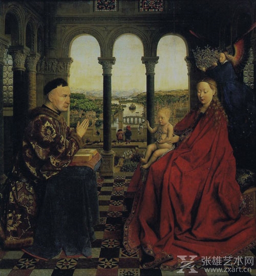   洛林大臣的圣母像 艾克 尼德兰 1435年 画板油画 66x62cm 巴黎卢浮宫藏