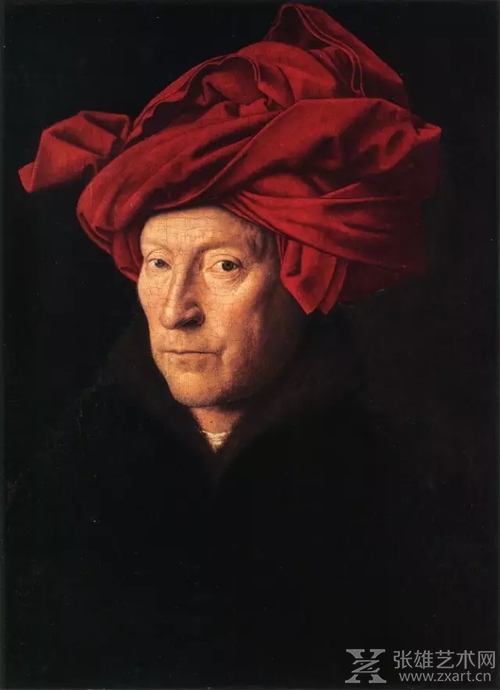   包着红头巾的男子﹝Portrait of a Man in a Red Turban﹞1433 年，油彩画板， 33 x 26 公分，艺术史博物馆 ，维也纳﹝Vienna﹞，奥地利 