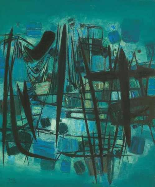 朱德群 《第51号 —万家掩映翠微间》油彩  120×100cm 1960年