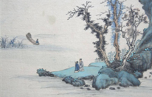   沈绮文绢本青绿山水小品