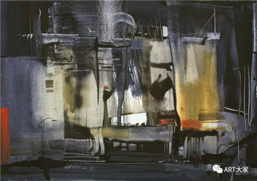 《都市行草•彩夜》水彩 54.2x77.2(cm) 姚波 2017