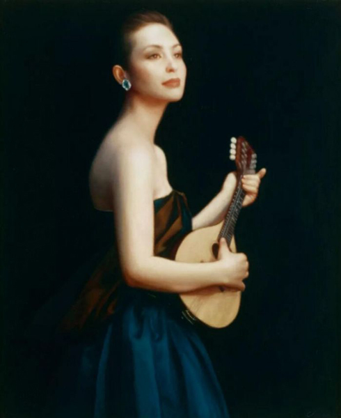 陈逸飞 六弦琴 1990 年 布面 油画 73×60cm