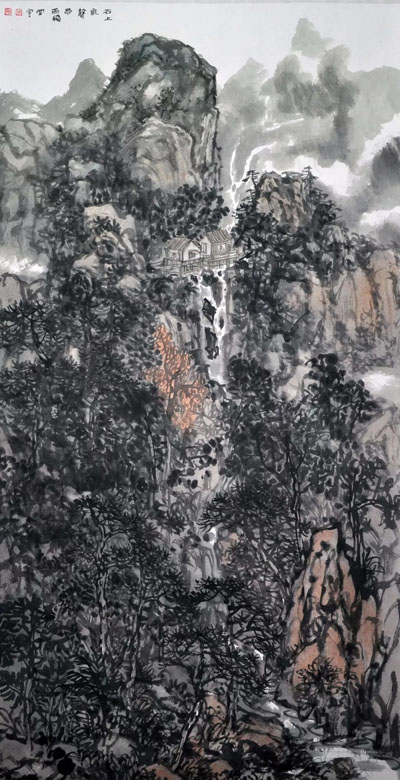   石上泉声带雨秋/138cm×68cm