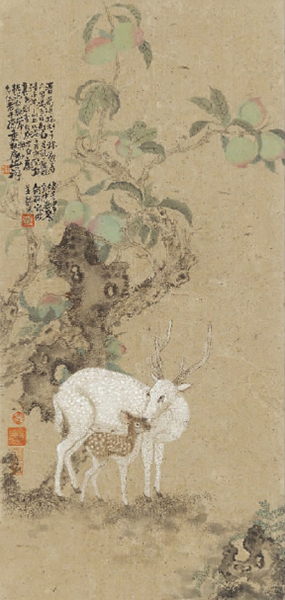 白鹿图（中国画）  王德芳