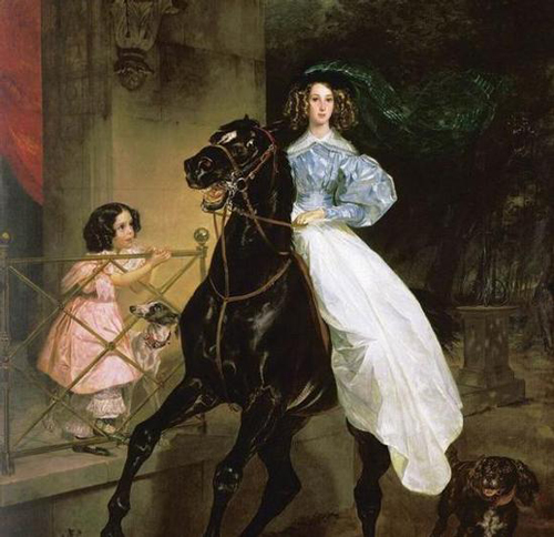 女骑士 布留洛夫 俄国 1832年 291.5x206cm 布 油彩 莫斯科特列恰科夫美术馆