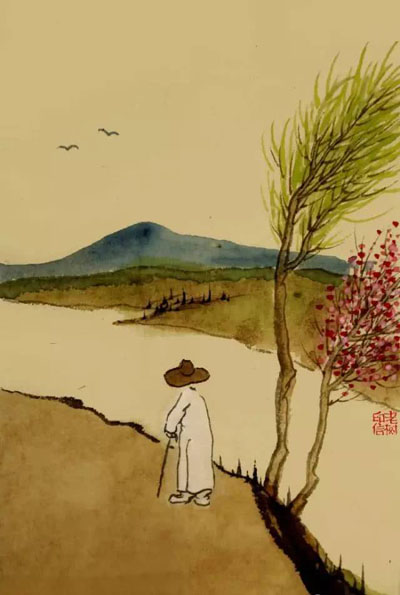 老树：与其与人纠结，不如和花缠绵