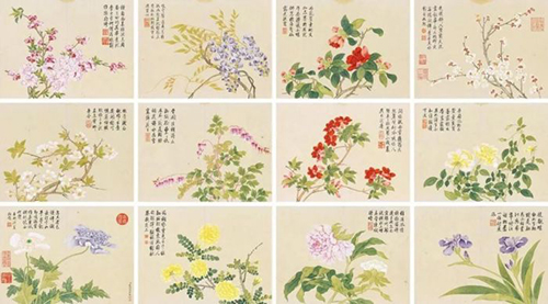 钱维城花卉册 册页（十二开）设色纸本 27.5×37 cm（每幅） 成交价：RMB 66,700,000