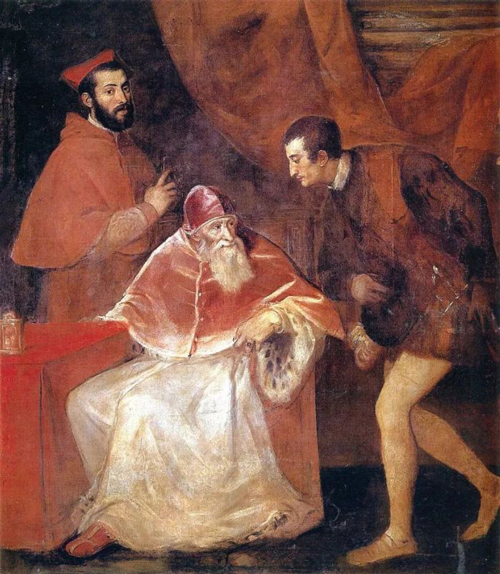 未完成的《教皇保罗三世和他的孙子们》 提香 油画 1546 年
