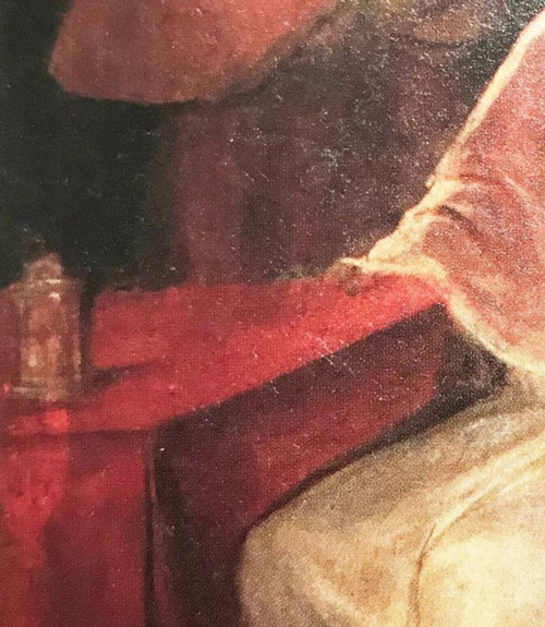 《教皇保罗三世和他的孙子们》中的沙漏和未画完的手