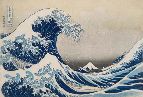 葛饰北斋，《富岳三十六景之神奈川冲浪里》木版画，1831年