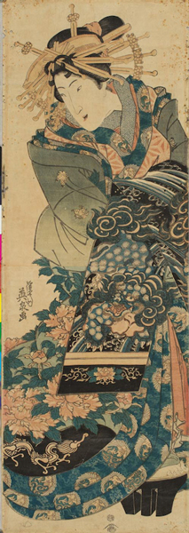 溪斋英泉，《花魁》，72×25cm，1830-1846