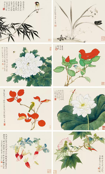 Lot 305 于非闇 花鸟画册 册页（8开） 设色纸本 30×37 cm（每幅） 成交价：RMB 14,950,000