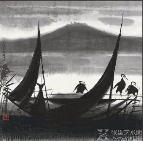 LOT号：0056 林风眠 船路图 镜心 设色纸本 67×67cm 估价：RMB 1,280,000-1,380,000
