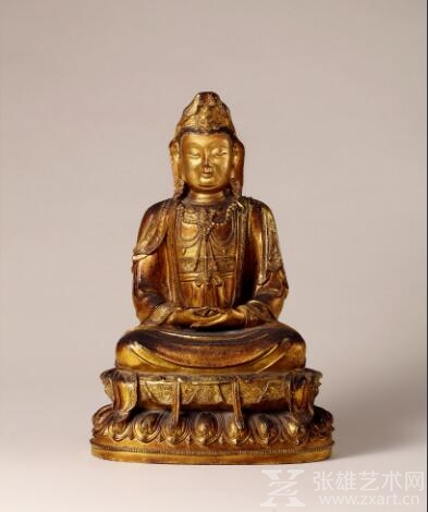LOT号：0813 明 铜鎏金观音菩萨坐像 高37cm 估价：RMB 800,000-1,200,000
