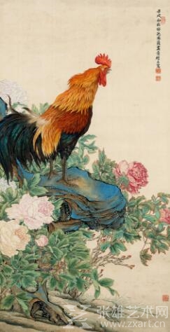 LOT号：1008 刘奎龄 富贵根基 镜心 设色绢本 126×64cm 估价：RMB 400,000-800,000 题识：壬午初秋师沈南苹画意耀辰写。