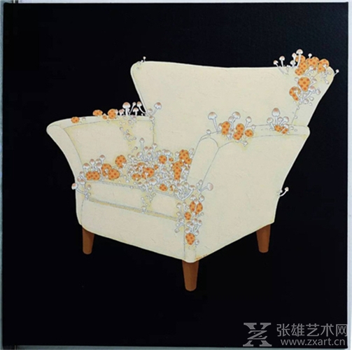 《菌·沙发》，100x100cm，布面丙烯 ，2012年 邓瑜