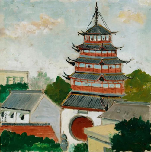 庞薰琹 文峰塔 1979年   布面 油画 80×80 cm 成交价：RMB 17,825,000