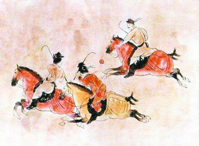  唐章怀太子李贤墓《马球图》壁画（局部）