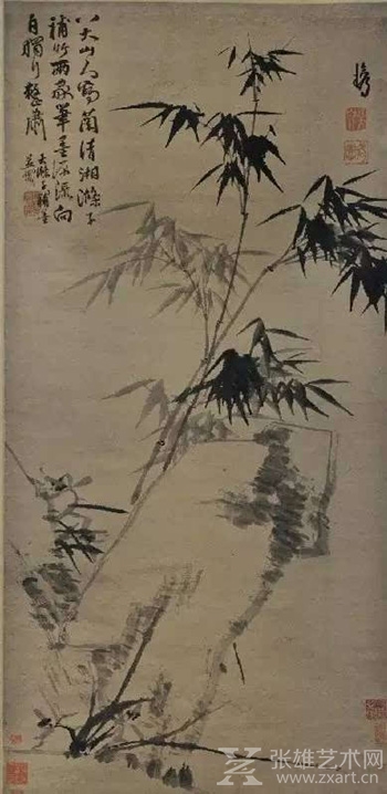 石涛,八大山人《兰竹图》张大千旧藏