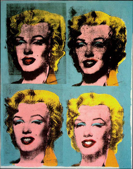《四个玛丽莲》，帆布丝网套印，1962年