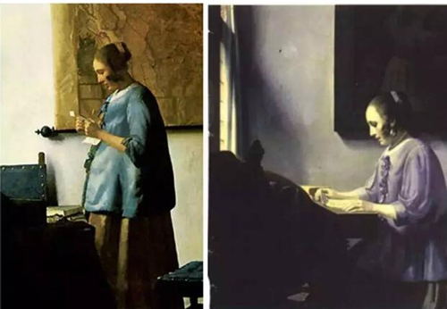 维米尔的《读信的蓝衣少妇》和米格伦的《读乐谱的女人》