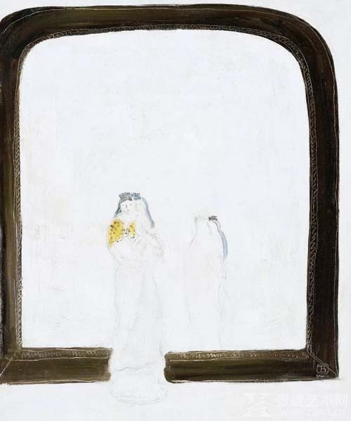   常玉《镜前母与子》 布面油画，55×46cm
