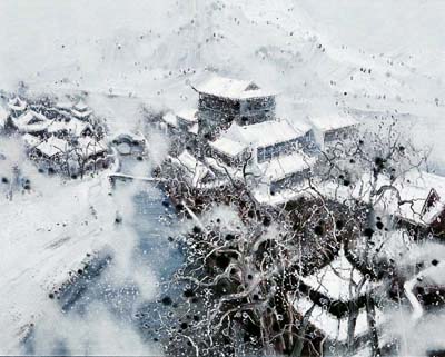  江南春雪系列之十（布面油画  2017年）  翁凯旋