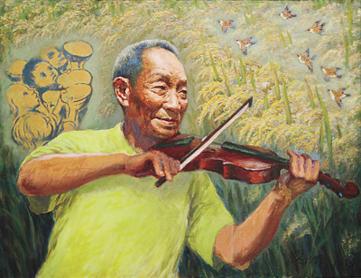  袁隆平的丰收曲（油画）  廖开明