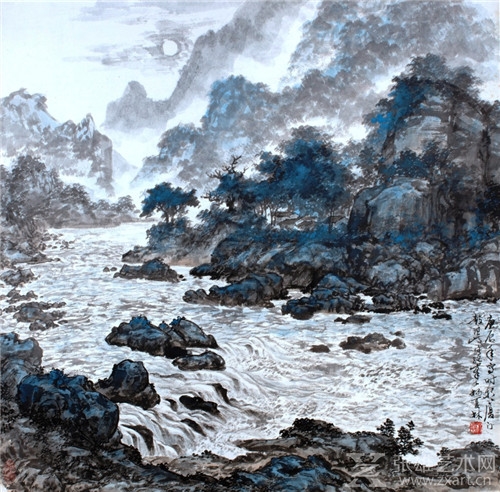杨夏林《月下溪流图》庚辰年(2000年)
