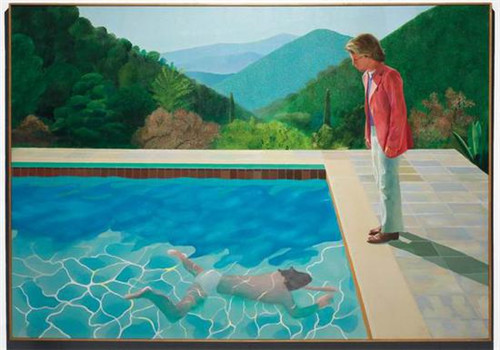  大卫·霍克尼，《艺术家肖像（泳池及两个人像）》，1972