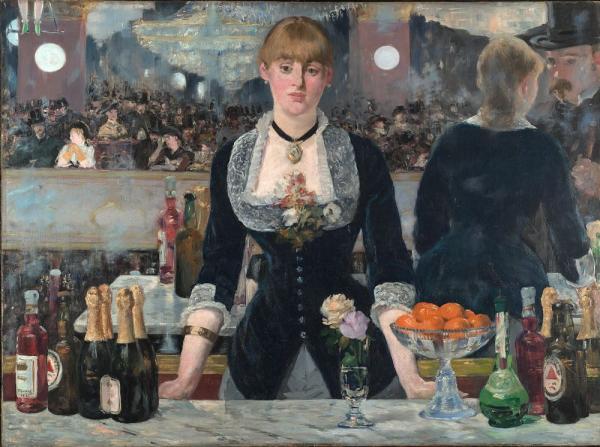  《女神游乐厅酒吧（A Bar at the Folies-Bergère）》，马奈，1882年