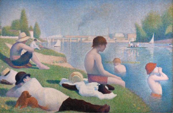  《阿涅尔的浴者（Bathers at Asnières）》，修拉，1884年