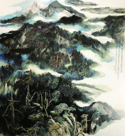  九寨沟（国画） 193.7×178.7厘米 1996年 中国美术馆藏