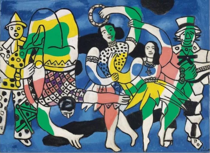  费尔南·雷杰（ 1881-1955）《大巡游（马戏团）》，油彩 画布，97.2 x 130.8 cm.，1949年作。估价：6,000,000 - 9,000,000美元。将于5月13日佳士得纽约印象派及现代艺术晚间拍卖呈献
