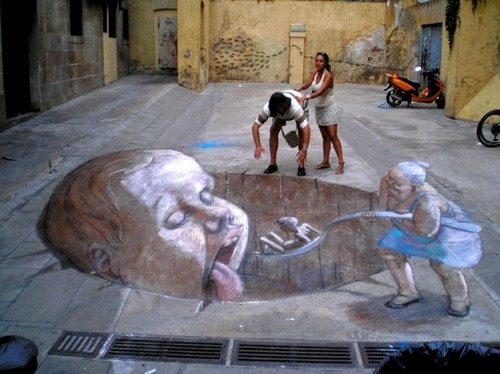 阿根廷艺术家逼真的3d街头绘画作品(图)