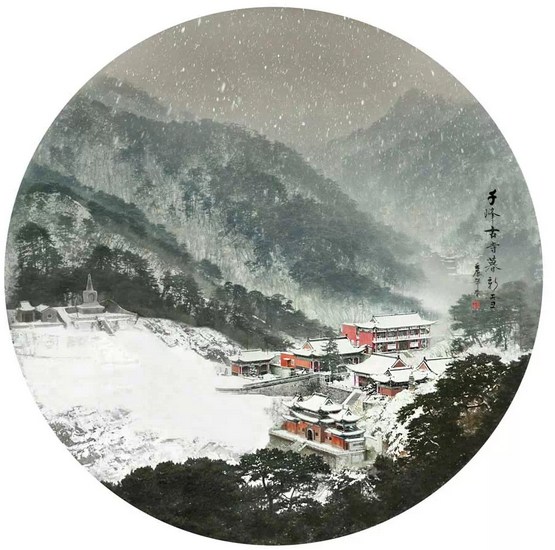 宋晖——千峰古寺暮飞雪