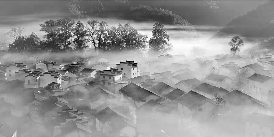 赵敏——山村秋烟图