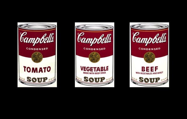 七幅安迪·沃霍爾(andy warhol)標誌性的金寶湯罐頭(campbells