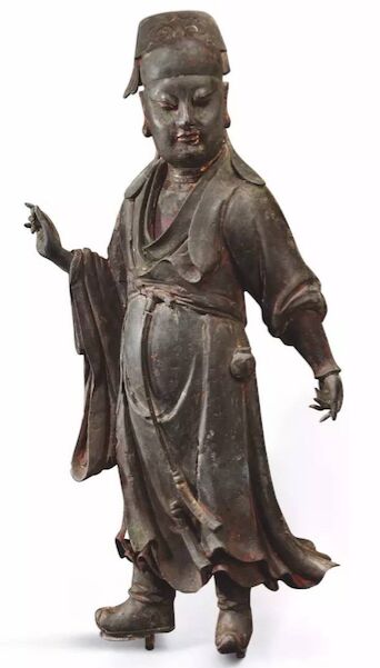 明 王世襄旧藏青铜张仙像 h 48 cm 成交价:rmb 2,645,000