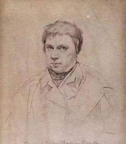 安格尔1822年素描《自画像》