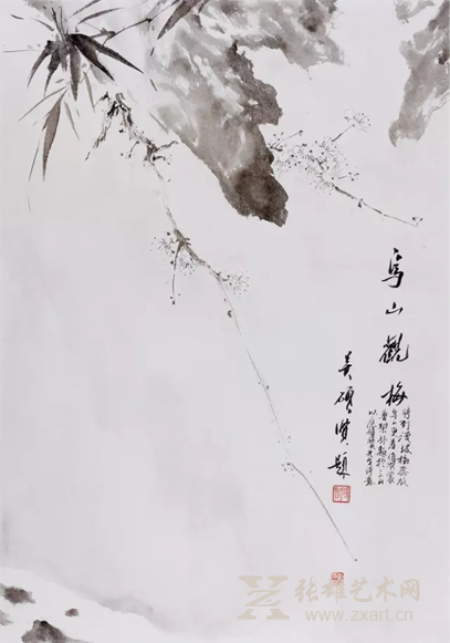 吴硕贤题／黄梦洁画 乌山观梅 66x45cm