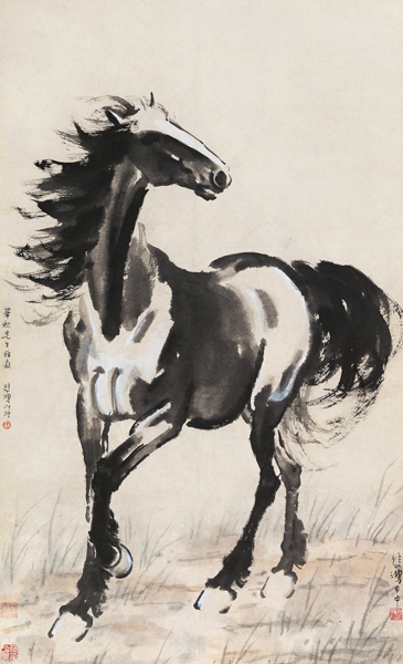 徐悲鴻 立馬圖 設色紙本 立軸 118×72cm 1944年作