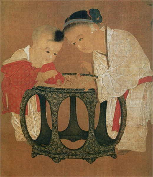 《秋庭戏婴图》局部 《秋庭戏婴图》局部